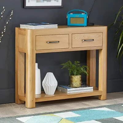 Soho Oak 2 Drawer Console Hall Table - Side Telephone Hallway Shelf - SC27 • £249