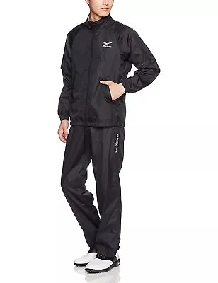 Mizuno JAPAN Golf Stratch Rain Wear Jacket Pants Set Black New 52MG6A01 • $85.49