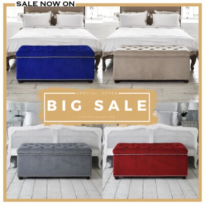 £89.99 • Buy Velvet Ottoman Storage Box Blanket Toy Chesterfield Tufted Bedroom Bench Stool