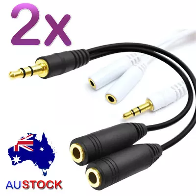 AUX Earphone Y Splitter 3.5mm Audio Cable Headphone Headset Auxiliary Adapter • $3.49