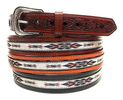 Men's Western Leather Belt. Saddle Horse Southwestern Style Cowboy Rodeo Belt • $22.99