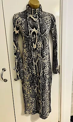 Zara Animal Print Full Stretchy Dress Black/Beige Size UK 10/12 Great Condition • £13.50