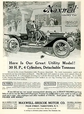 1910 Original Maxwell Ad. 4-Cylinder 30 HP Model G Utility Model. Crompton Art • $9.25