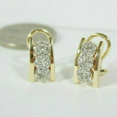 1.50Ct Round Cut Diamond Omega Back Hoop Huggie Earrings 14k Yellow Gold Finish • $134.46