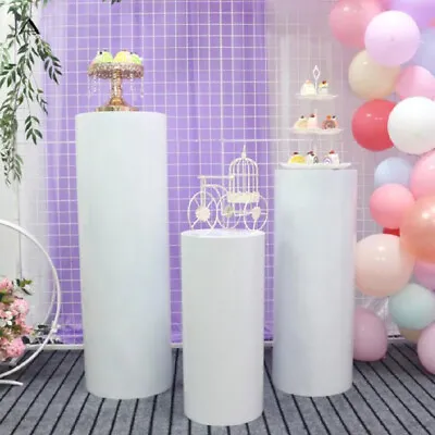 Large Metal Pillars Cylinder 3pcs/Set Wedding Pedestal Cake Flower Display Stand • £109.95