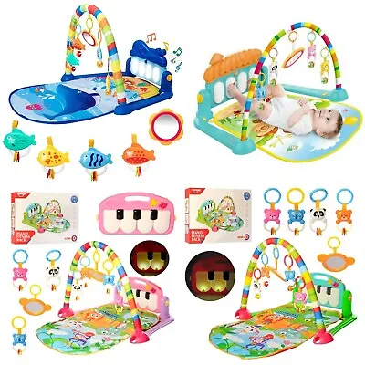 Newborn Baby Gift Toy Play Gym Mat 3-in1 Boys Girls Music Light Kids Piano • £17.99