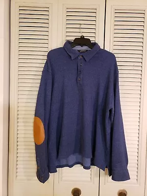 Orvis Collar Pullover Sweater Sweatshirt With Elbow Patches Size XL Blue • $16.19