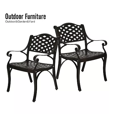Round Cast Aluminum Outdoor Dining Table With Chair Garden Patio Furniture Set • $159.99