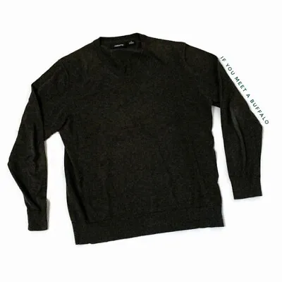 Claiborne Men’s Medium Dark Heather Gray Cotton Cashmere Blend V-Neck Sweater • $30