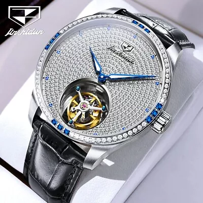 Tourbillon 480 Diamonds JSDUN Self-Wind Men Automatic Mechanical Watch Luminous • $700.99