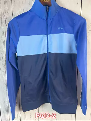 FILA Men's Blue Jacket Track Jacket Training Jacket Rib Collar  Cuff Bottom M • $26.25