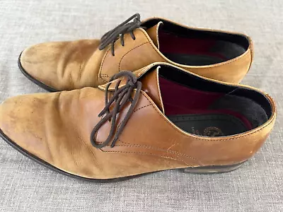 Mens BROWN Leather Oxford Shoes Size 7 UK Men’s M&S Shoes • £0.99