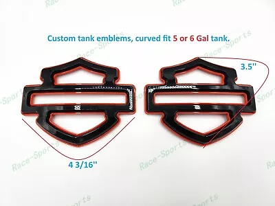 2Pcs Set Gloss Black Orange Double Layer Harley CVO Custom Tank Emblems Badges • $100.83