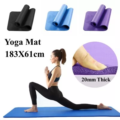 $31.99 • Buy 20MM Thick Yoga Mat Pad NBR Nonslip Exercise Fitness Pilate Gym Sports Dance Pad