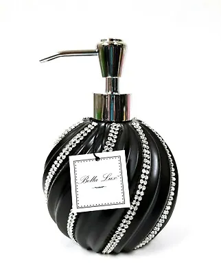 New Bella Lux Black 3d Texture Ceramic Sphere Crystal Soap Dispensersilver Pump • $69.17