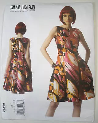 Vogue 1348 Tom Linda Platt Designer Lined Dress Side Pockets Pattern Sz 6-14 UC • $9.99