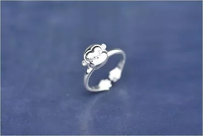 Unisex Silver Funny Monkey Adjustable Band Ring • $8.99