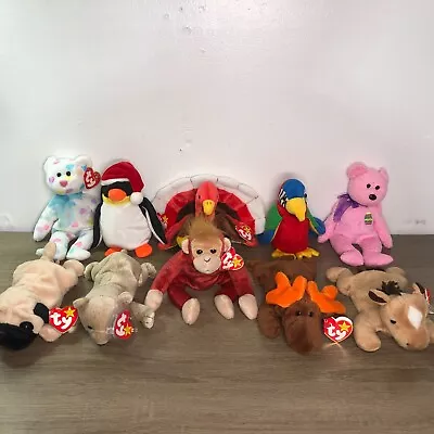 Vintage Ty Beanie Babies Plush Toys Stuffed Animal Authentic Huge Collection 10 • $29.99