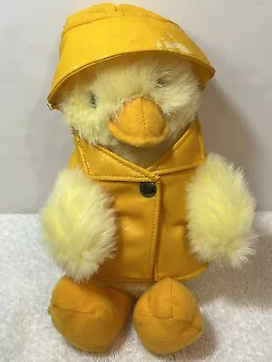 Mary Meyer Yellow Duck With Rain Jacket 1995 Stuffed Easter Plush 9” • $17.95