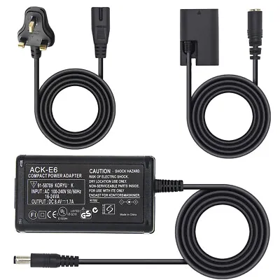 ACK-E6 AC Power Adapter Supply ACKE6 For Canon EOS R7 EOS 5D Mark IV III II 5D4  • £16.79