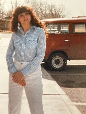 JB Photograph Lovely Pretty Lady Beautiful Woman Next To Old VW Bus 1980's • $14.50