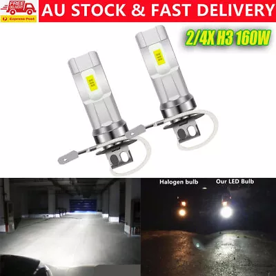 2/4X H3 160W LED Car Headlight Conversion Globes Bulbs Beam 6000K White 12-24V • $16.14