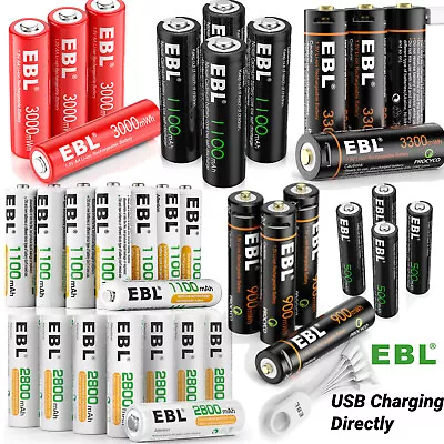 EBL Rechargeable AA AAA Batteries Lithium Li-Ion / NI-MH / NiCd Battery Lot • $19.59