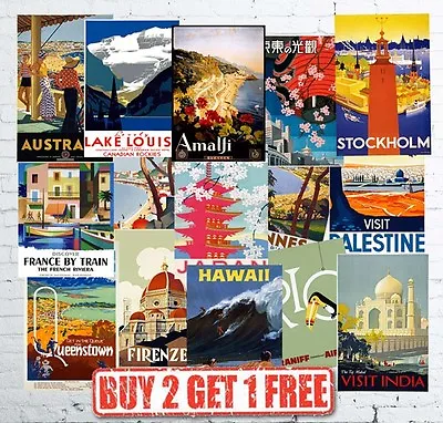 Large Vintage Travel & Railway Retro Popular Posters Wall Art Prints A1/A2 • $21.41