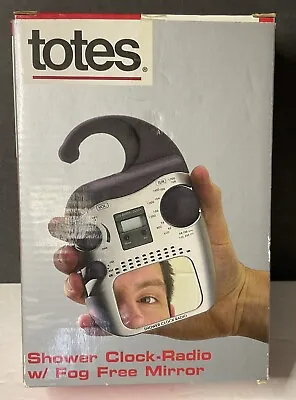 Totes Shower Clock Radio With Fog Free Mirror  - New  - Tested Working • $12.95