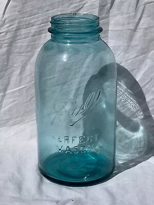 Vintage #4 1900-1923 Aqua Blue Half Gallon Ball Perfect Mason Jar • $12.99