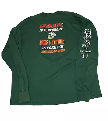 Vtg Us Marines T Shirt Pain Is Temporary Mens Green 2xl Grunt University Skull • $34.99