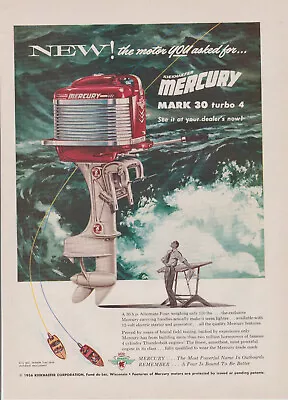 1956 Mercury Outboard - Mark 30 Boat Motor - Drafting Engineer - Print Ad Art • $9.79