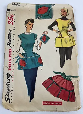 Vtg Simplicity Sewing Pattern 4492 Misses' 50s Cobbler & Half Aprons Sz S Uncut • $5