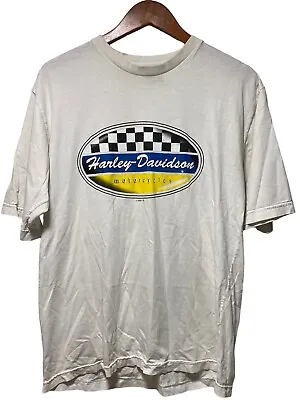 Vintage Harley Davidson Racing Flag T Shirt Rio De Janeiro Brazil Size L 90s Y2K • $27.99