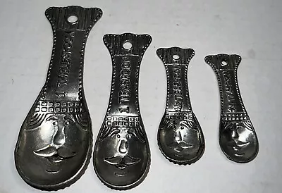 Ganz 4 Piece Pewter Measuring Spoons Mustached Faced- UNIQUE! • $14.99