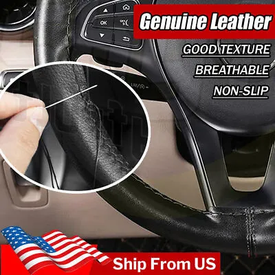 DIY 15  Steering Wheel Cover Genuine Leather For Ford F150 F250 F350 Super Duty • $21.03