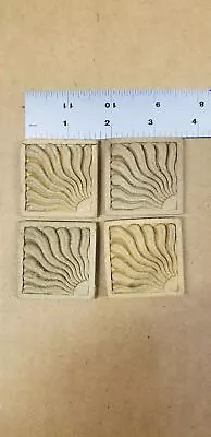 Lot (4) VTG Wood Furniture Trim Pieces Rosettes Square 1.75  Sunburst Sun Rays • $12.79