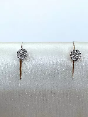 Diamond Cluster  Earrings .09 TW 14k Gold Earrings Christening 1st Pair Starter • $85