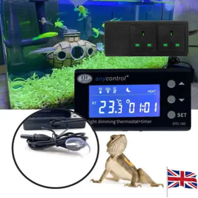 New Digital Reptile Thermostat Day & Night Dimming+Timer Aquarium Heat Tool UK • £24.99
