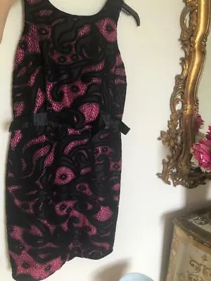 Kate Fearnley Womens Black & Pink Hepburn Evening Dress With Bow Detail 10 • £35