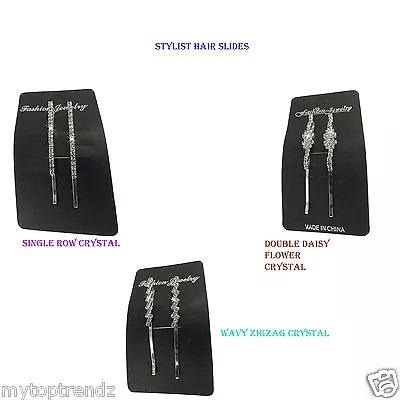 £3.45 • Buy Sparkly Diamante Crystal Hair Pins  Slide Grips  Metal Bobby Pins  Hair Styling
