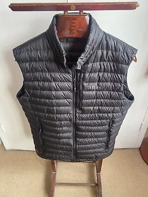 Rab Down Gilet Mens Medium Black Microlight Vest Body Warmer Pertex QDB-18 • £75