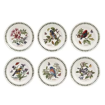 Portmeirion Botanic Garden Birds Plate 8.5″ Earthenware Salad Plate Set Of 6 • $120.89