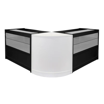 £499.99 • Buy Shop Counters Black / White Retail Display Cabinets POS Glass Shelves Emperor