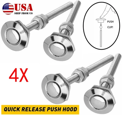 $18.99 • Buy 4Pcs Push Button Quick Release Hood Pins Bonnet Lock Clip Latch Bumper Universal