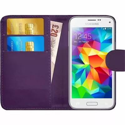 PURPL WALLET Case With Card Slot Phone Cover For Samsung Galaxy S4 Mini UK Post • £2.95