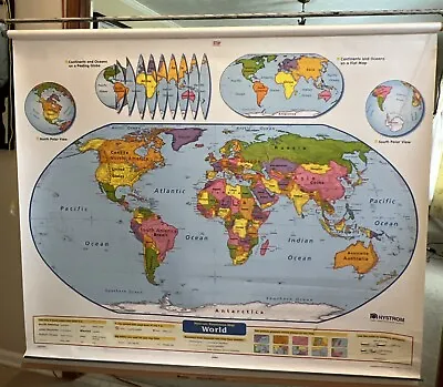 VTG Nystrom World United States School Pull Down Map 65” X 60” #9 • $161.49