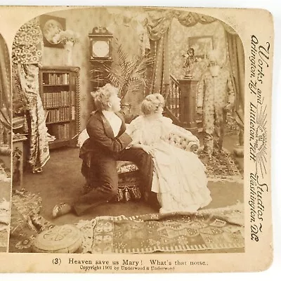 Couple Afraid Of Approaching Monster Stereoview C1901 Halloween Costume A2662 • £33.70