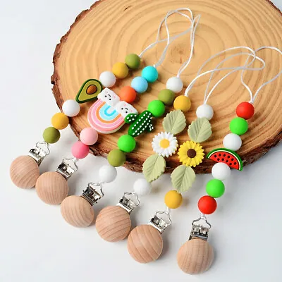 Wood Pacifier Clip - Pacifier - Silicone Pacifier Clip - Pacifier Clip Boy Girl  • $7