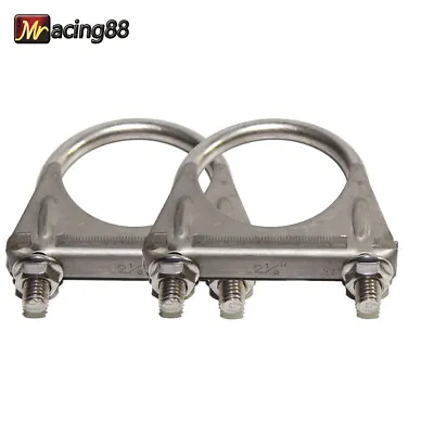 2Pcs 2.125  I.D. Universal Heavy Duty Exhaust Hanger 2 1/8  SS U Bolt Clamp • $15.99